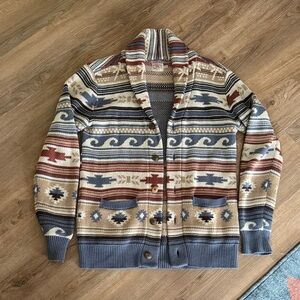 Faherty Shawl Collar southwestern pattern cardigan XS